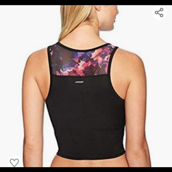 JOCKEY FANTASY FLORAL LONGLINE ATHLETIC RACERBACK SPORTS TANK BRA with BRA PADS - Picture 2 of 15